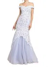 Andrea & Leo Couture Lace Mermaid Dress In Perry Blue In Multi