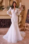 Andrea & Leo Wl036 Long Sleeve Mermaid Wedding Dress In White