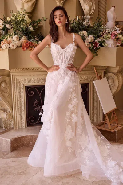 Andrea & Leo Wl045 Bridal Long 3d Floral Wedding Dress In White