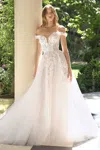 Andrea & Leo Wl057 Long Floral Lace Applique A Line Wedding Dress In White