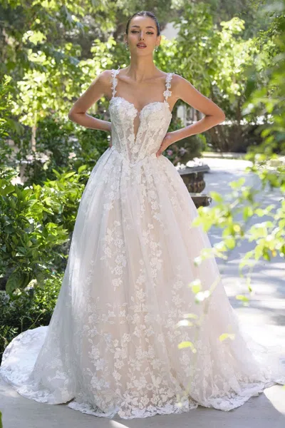 Andrea & Leo Wl058 Long Bridal Floral Lace Wedding Dress In Multi