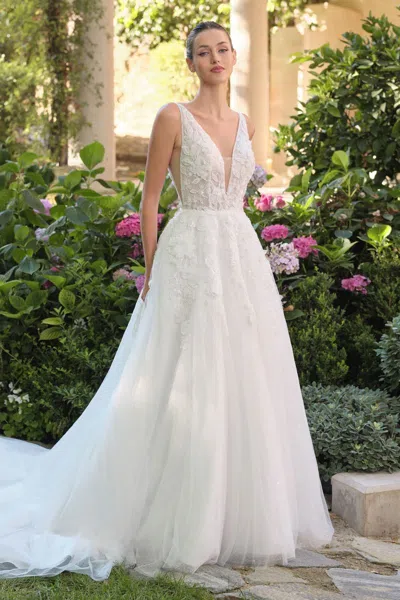 Andrea & Leo Wl064 Long A Line Bridal Gown Lace Applique Wedding Dress In White