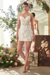 Andrea & Leo Wl083 Short Fitted Floral Lace Applique Wedding Dress In White