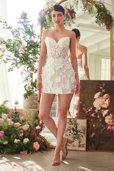 Andrea & Leo Wl083 Short Fitted Floral Lace Applique Wedding Dress In White