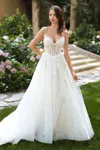 Andrea & Leo Wl087 Long Bridal Floral Lace Applique Corset Wedding Dress In White