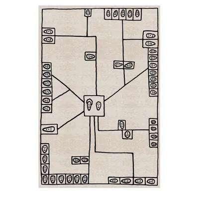 Pre-owned Andrea Branzi Carpet Map Rectangular In Non-slip Polyester & Polyamide By  In Sand