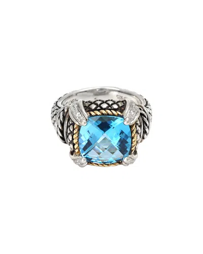 Andrea Candela Alhambra 18k & Silver 0.10 Ct. Tw. Diamond & Blue Topaz Ring In Metallic