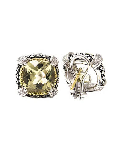 Andrea Candela Alhambra 18k & Silver 10.05 Ct. Tw. Diamond & Lemon Quartz  Earrings In Metallic