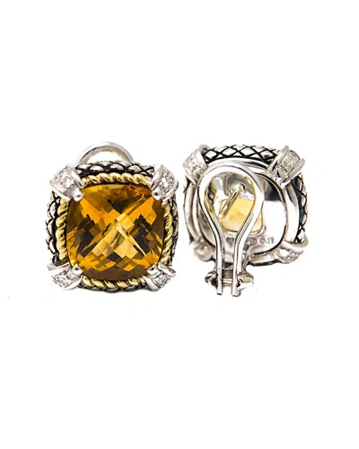 Andrea Candela Alhambra 18k & Silver 10.32 Ct. Tw. Diamond & Citrine Earrings In Orange