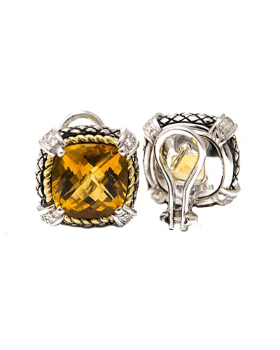 Andrea Candela Alhambra 18k & Silver 10.32 Ct. Tw. Diamond & Citrine Earrings In Multi