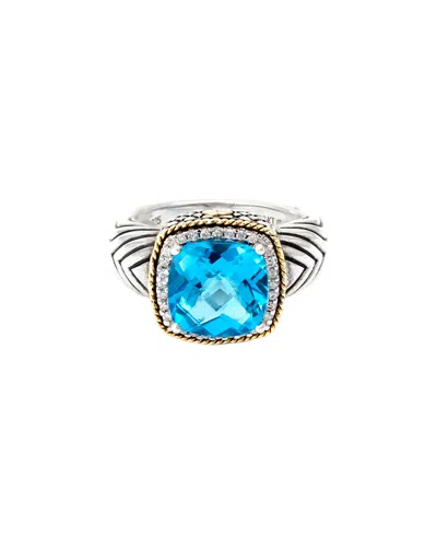 Andrea Candela Alhambra 18k & Silver 4.63 Ct. Tw. Diamond & Blue Topaz Ring In Metallic