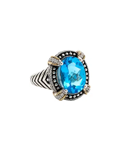 Andrea Candela Alhambra 18k & Silver 7.56 Ct. Tw. Diamond & Blue Topaz Ring In Metallic