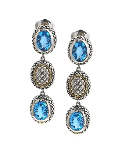 Andrea Candela Alhambra 18k Over Silver 5.2 Ct. Tw. Blue Topaz Earrings In Metallic