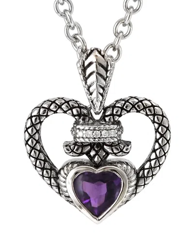 Andrea Candela Andréa Candela Amante Silver 1.11 Ct. Tw. Diamond & Amethyst Necklace In Purple