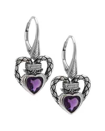 Andrea Candela Amante Silver 2.32 Ct. Tw. Diamond & Amethyst Earrings In Multi