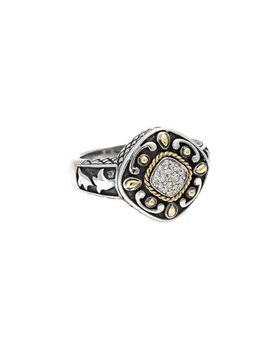 Andrea Candela Andrea Ii 18k & Silver 0.05 Ct. Tw. Diamond Ring In Metallic