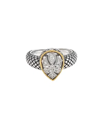 Andrea Candela Andrea Ii 18k & Silver 0.05 Ct. Tw. Diamond Ring In Metallic