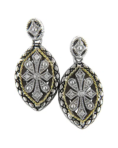 Andrea Candela Andrea Ii 18k & Silver 0.06 Ct. Tw. Diamond Earrings In Metallic