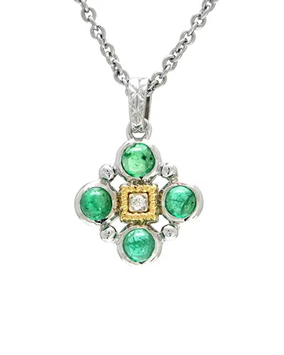 Andrea Candela Bizantino 18k & Silver 0.72 Ct. Tw. Diamond & Emerald Necklace In White