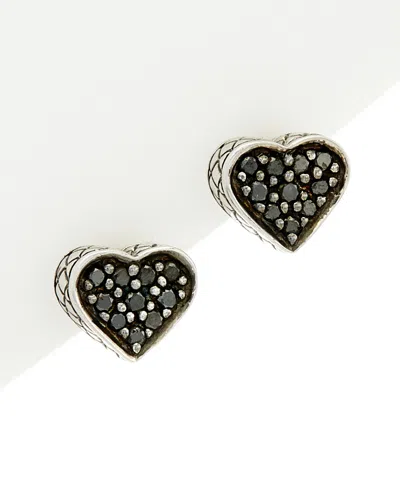 Andrea Candela Blanco Y Negro 18k & Silver 0.22 Ct. Tw. Diamond Heart Earrings In Black