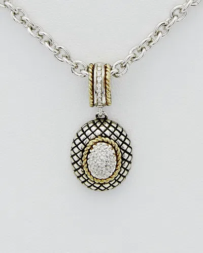 Andrea Candela Diamante 18k & Silver 0.05 Ct. Tw. Diamond Oval Necklace In Gold