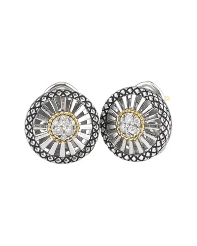 Andrea Candela Diamante 18k Over Silver Diamond Earrings In Metallic