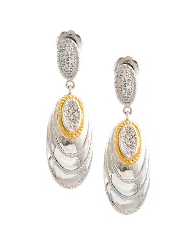 Andrea Candela Eco 18k & Silver 0.21 Ct. Tw. Diamond Earrings In Metallic