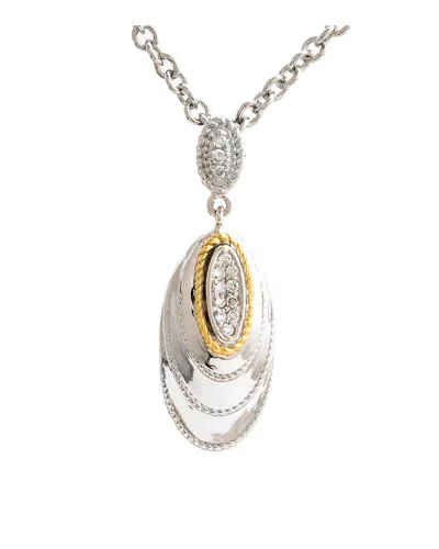 Andrea Candela Eco 18k Over Silver Diamond Necklace In Metallic