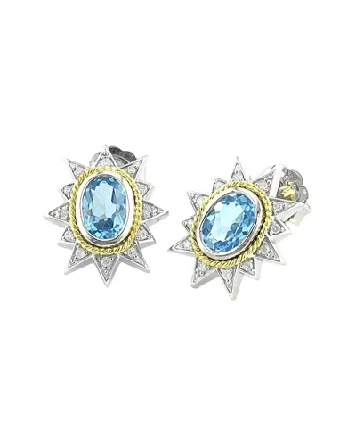 Andrea Candela Estrella Fugaz 18k & Silver 2.07 Ct. Tw. Diamond & Blue Topaz Earrings In White