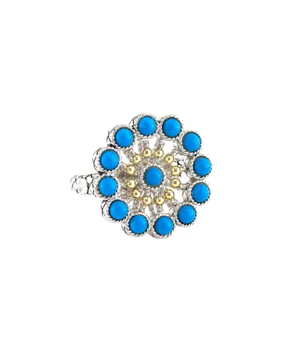 Andrea Candela Flora 18k & Silver Ct. Tw. Turquoise Ring In Blue
