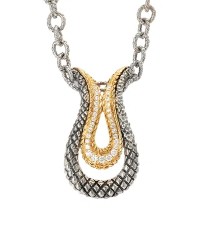 Andrea Candela Fortuna 18k & Silver 0.19 Ct. Tw. Diamond Necklace In Metallic