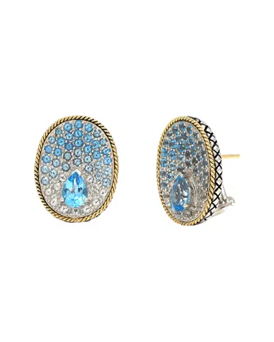Andrea Candela Granada 18k Over Silver Diamond & Blue Topaz Earrings In Gold