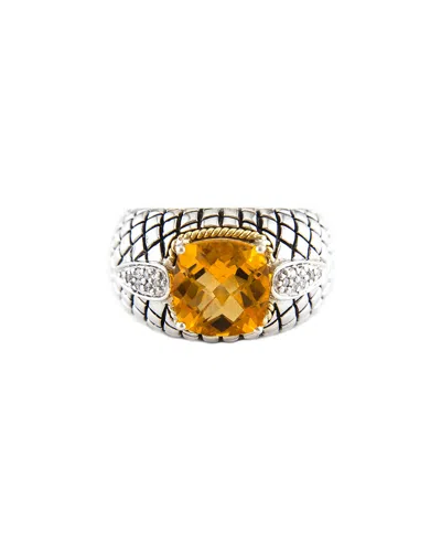 Andrea Candela Ibiza 18k & Silver 4.04 Ct. Tw. Diamond & Citrine Ring In Orange