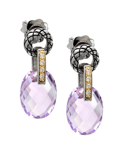 Andrea Candela Ibiza 18k & Silver 9.23 Ct. Tw. Diamond & Amethyst Earrings In Multi