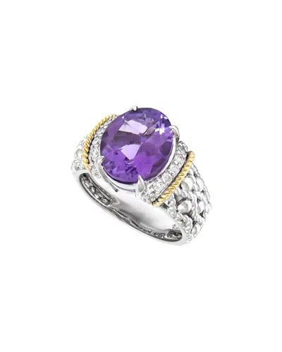 Andrea Candela Andréa Candela La Corona 18k & Silver 3.84 Ct. Tw. Diamond & Amethyst Ring In Purple
