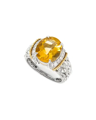 Andrea Candela Andréa Candela La Corona 18k & Silver 4.00 Ct. Tw. Diamond & Citrine Ring In Yellow