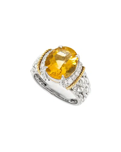 Andrea Candela La Corona 18k & Silver 4.00 Ct. Tw. Diamond & Citrine Ring In Orange