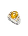 Andrea Candela La Corona 18k & Silver 4.00 Ct. Tw. Diamond & Citrine Ring In Orange