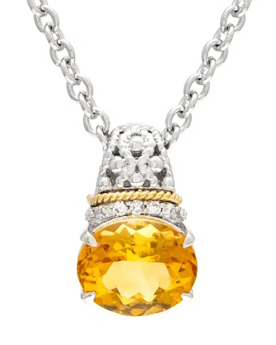 Andrea Candela Andréa Candela La Corona 18k & Silver 4.53 Ct. Tw. Diamond & Citrine Necklace In Yellow
