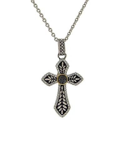 Andrea Candela La Fe 18k & Silver 1.35 Ct. Tw. Black Diamond & White Topaz Necklace In Metallic