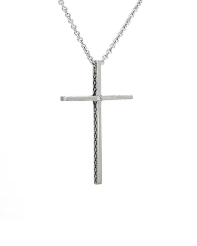 Andrea Candela La Fe Silver 0.02 Ct. Tw. Diamond Cross Necklace