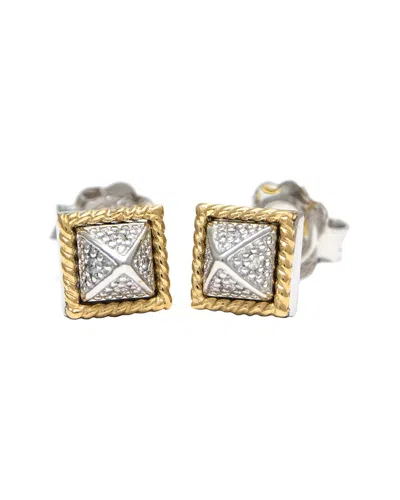 Andrea Candela La Romana 18k & Silver 0.04 Ct. Tw. Diamond Earrings In Metallic