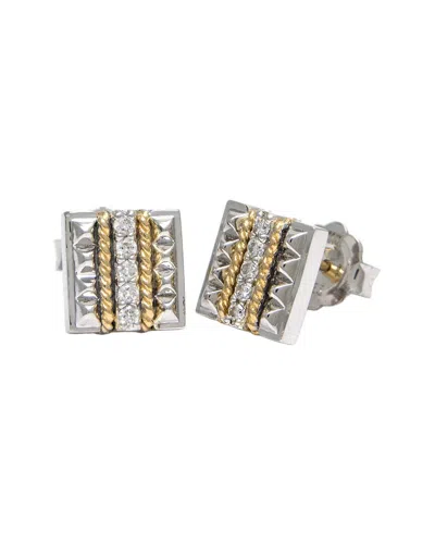 Andrea Candela La Romana 18k & Silver 0.15 Ct. Tw. Diamond Earrings In Metallic
