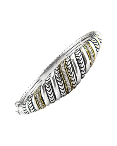 Andrea Candela Lazo 18k & Silver 0.11 Ct. Tw. Diamond Bangle In Metallic