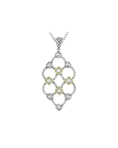 Andrea Candela Lazo 18k Over Silver 0.1 Ct. Tw. Diamond Necklace In Metallic