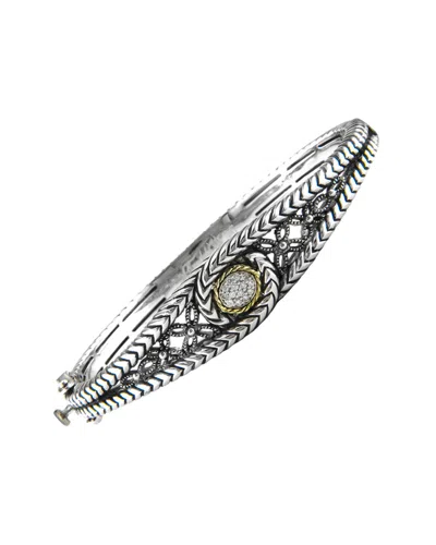 Andrea Candela Lazo 18k Over Silver Diamond Bangle Bracelet In Metallic