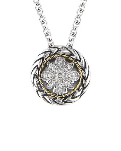 Andrea Candela Lazo 18k Over Silver Diamond Necklace In Metallic