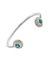 Andrea Candela Lazo De Colores 18k & Silver 2.02 Ct. Tw. Blue Topaz Bangle In Metallic