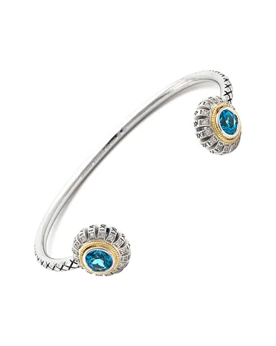 Andrea Candela Lazo De Colores 18k & Silver 2.02 Ct. Tw. Blue Topaz Bangle In Metallic