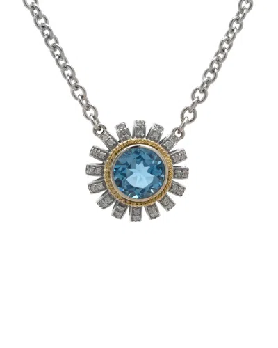 Andrea Candela Lazo De Colores 18k & Silver 2.67 Ct. Tw. Diamond & Blue Topaz Necklace In Gold